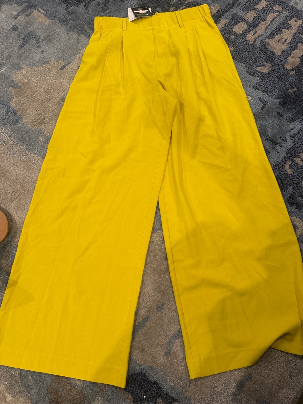 High-Rise Wide Leg Pants in Vibrant Yellow